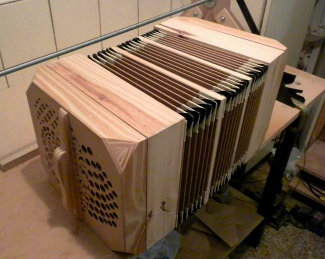 Baltazar Estol working on a brand new bandoneon.